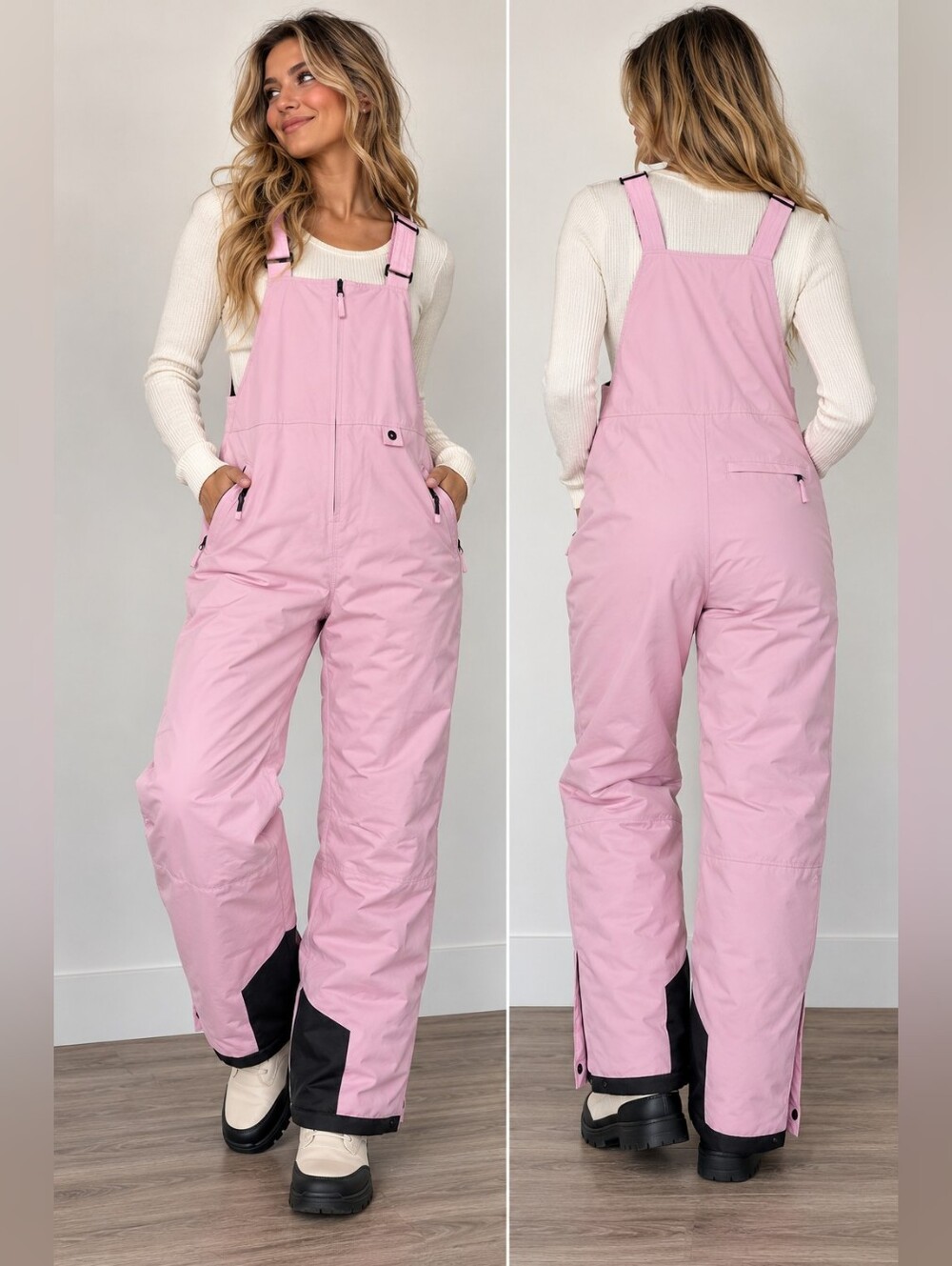 WULFUL Pink Insulated Ski Snow Bib Overalls Snow Pants Size M